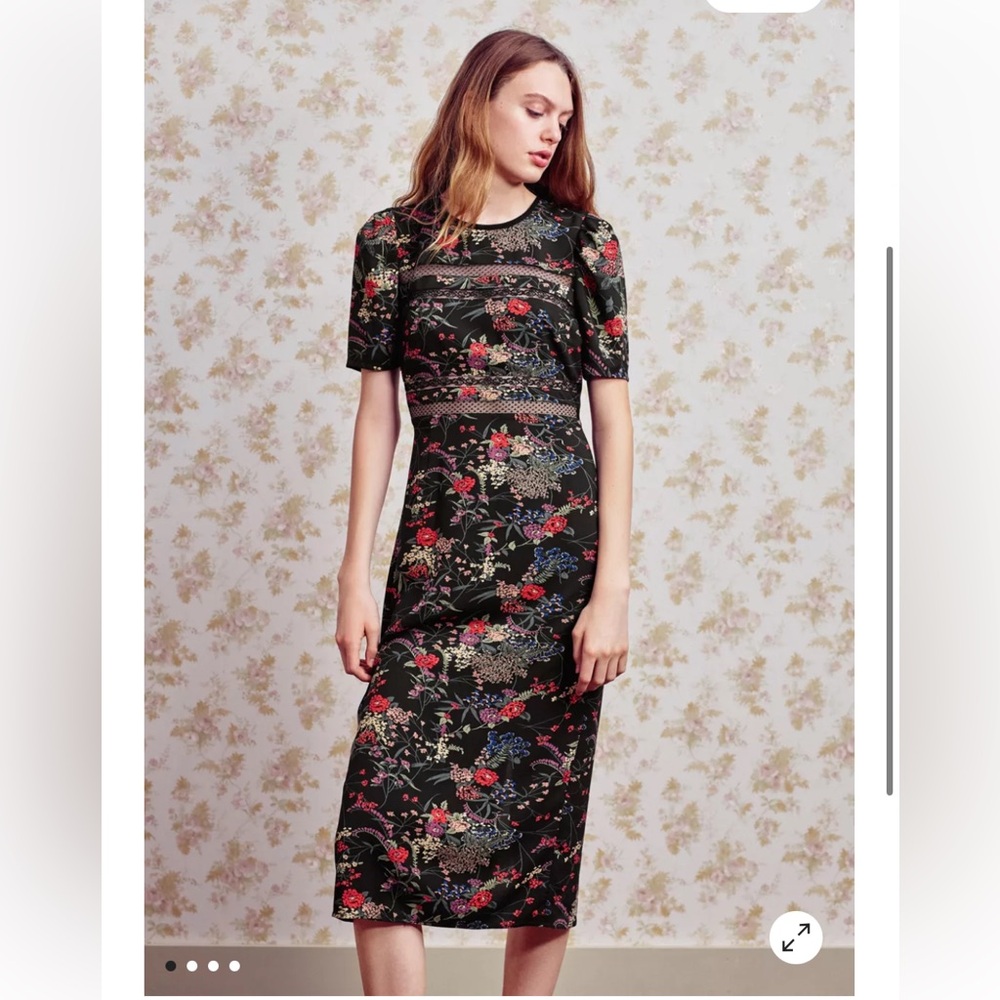 Urban Outfitters Black Floral Midi Dress